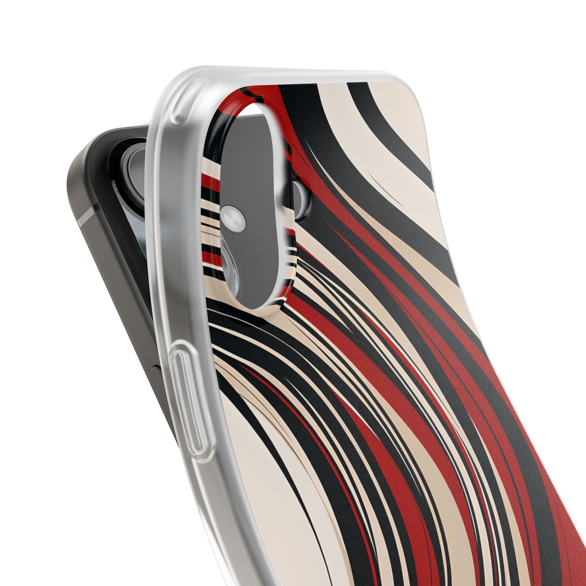 Crimson Flow Waves · Soft Phone Case for iPhone