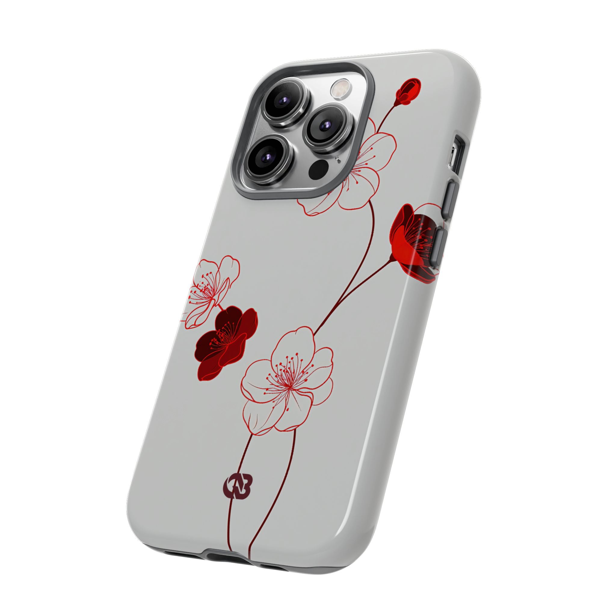 Red Tough Phone Case for iPhone - Kyoto Ember Bloom