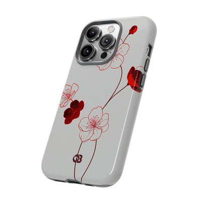 Red Tough Phone Case for iPhone - Kyoto Ember Bloom