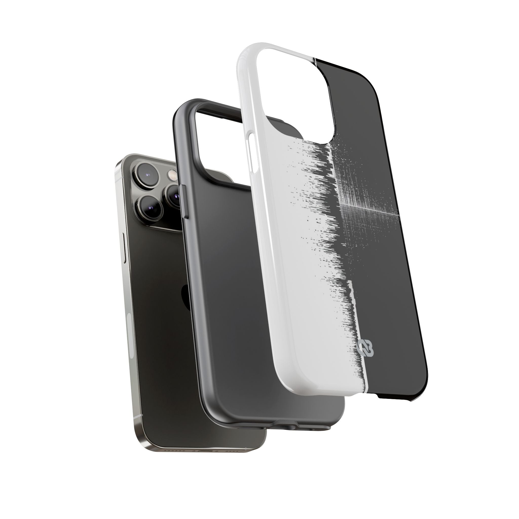 Black Tough Phone Case for iPhone - Static Signal Split