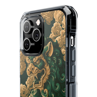 Imperial Guardian Lion · Clear Impact Magnetic Phone Case for iPhone · Green