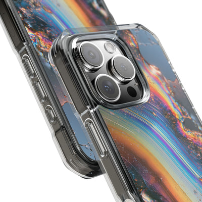 Prismatic Aura Flow · Clear Impact Magnetic Phone Case for iPhone · Blue