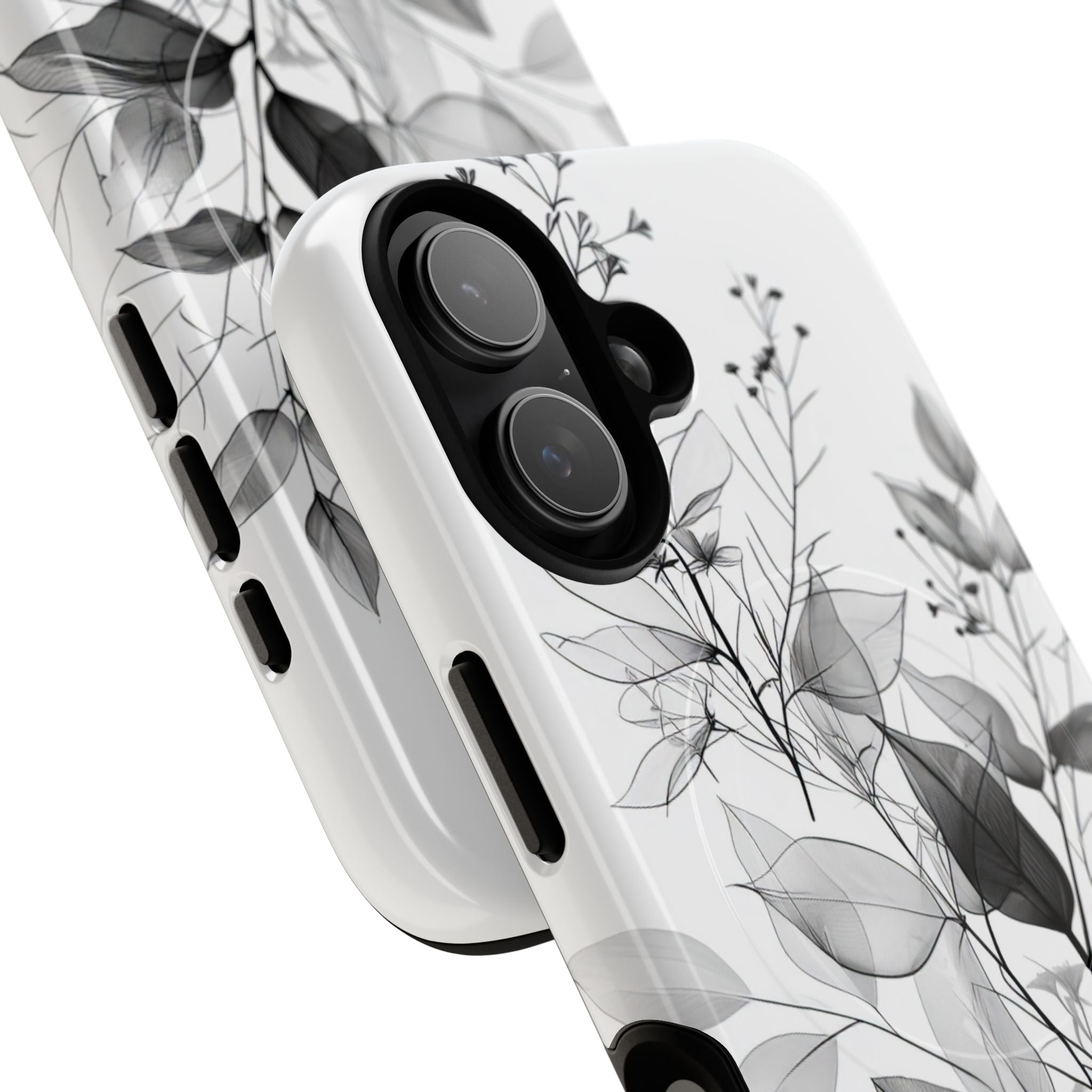 Veined Leaves Gray iPhone 17 Case - Tough+ - CASE•BOB