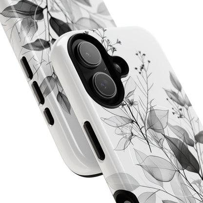 Veined Leaves Gray iPhone 17 Case - Tough+ - CASE•BOB