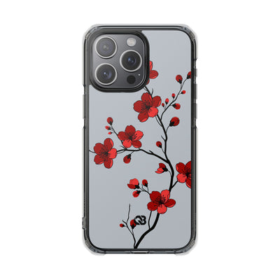 Grey Impact MagSafe Phone Case for iPhone - Crimson Blossom Onyx