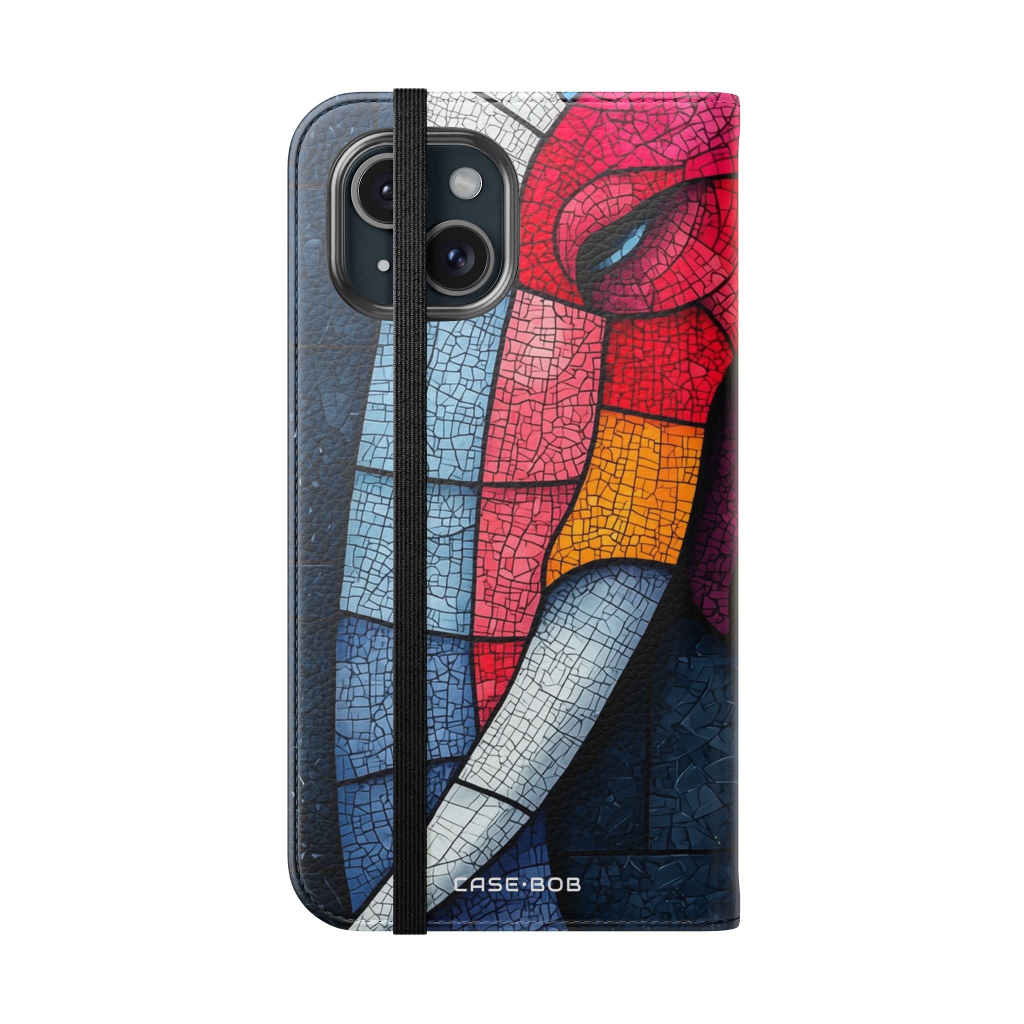 Blue Mosaic Elephant - iPhone 15 Case - Wallet
