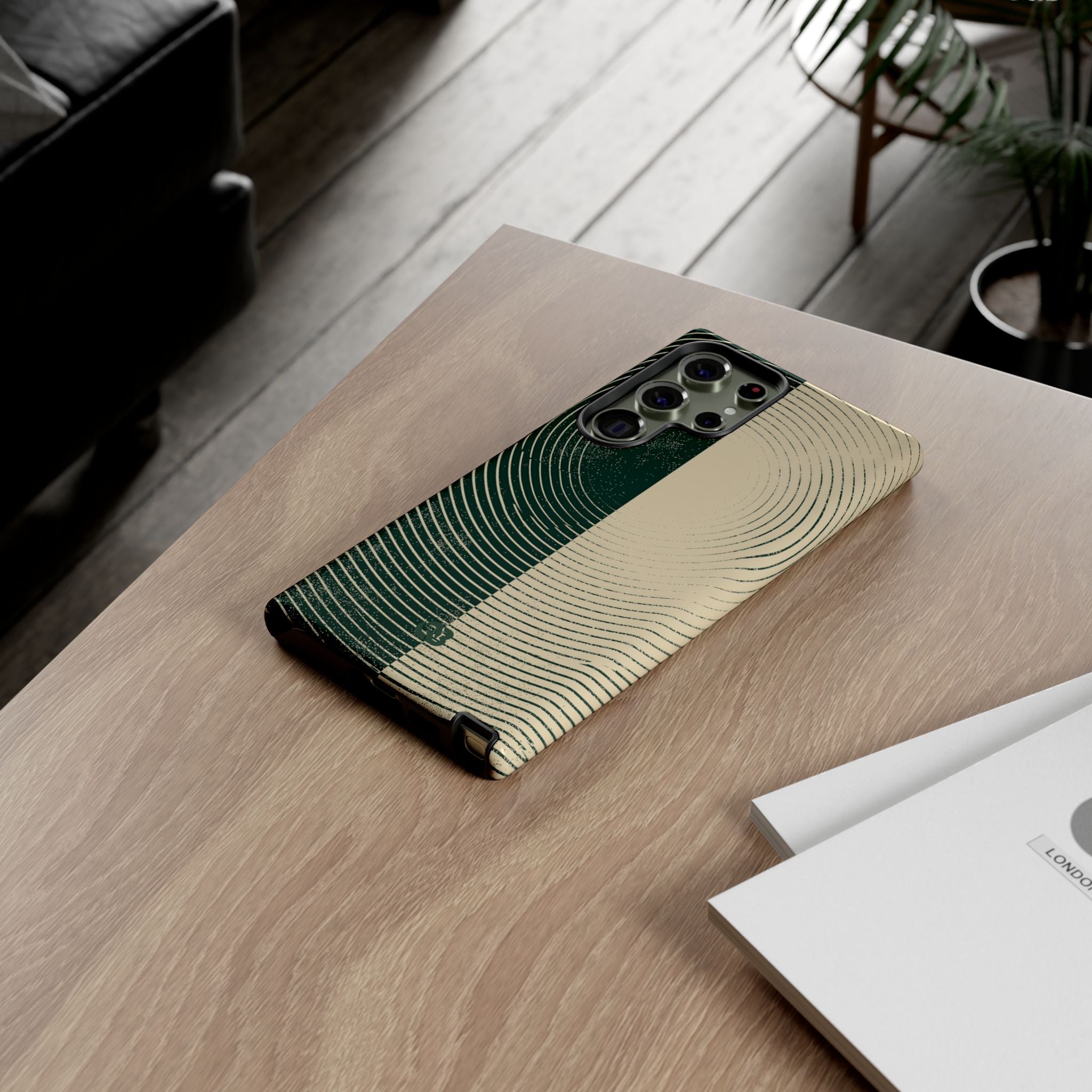 Green Tough Phone Case for Samsung - Evergreen Split Grain