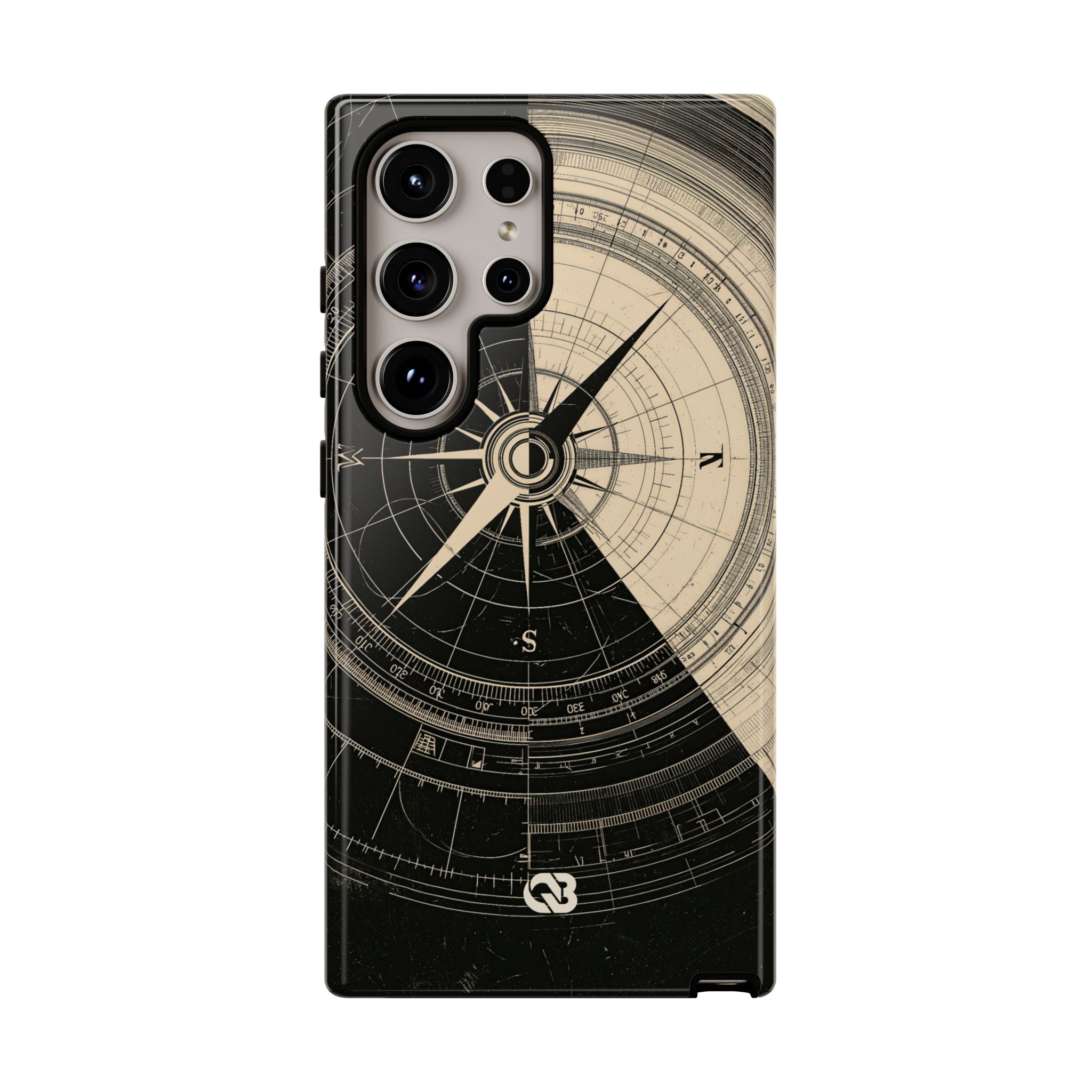 Beige Tough Phone Case for Samsung - Obsidian Nautical Blueprint