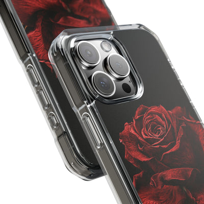 Crimson Noir Rose · Clear Impact Magnetic Phone Case for iPhone ·  Black