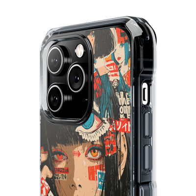 Shibuya Street Collage · Clear Impact Magnetic Phone Case for iPhone · Red