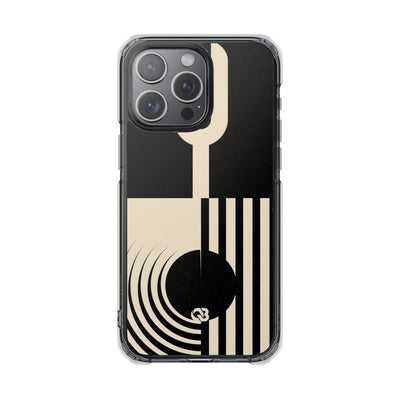 Black Impact MagSafe Phone Case for iPhone - Ivory Signal Grid