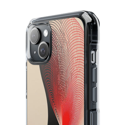Red Impact MagSafe Phone Case for iPhone - Crimson Grid Vortex
