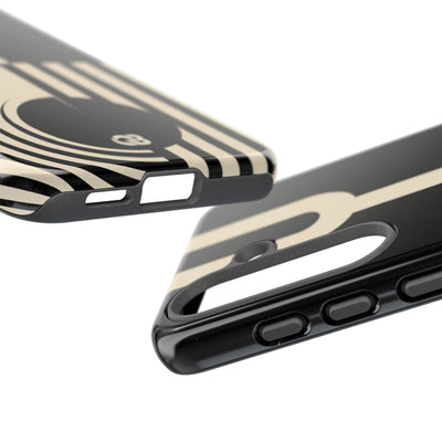 Black Tough Phone Case for Samsung - Ivory Signal Grid