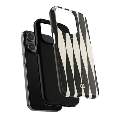 Black Tough 2.0 Magsafe Phone Case for iPhone - Ivory Spindle Grid