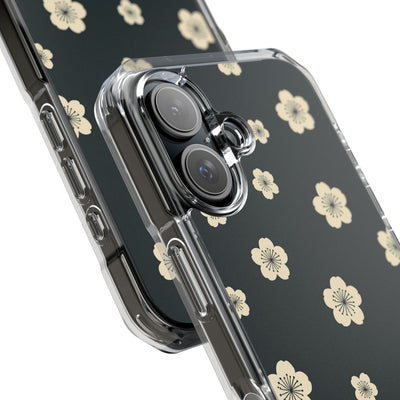 Teal Impact MagSafe Phone Case for iPhone - Obsidian Cream Petals
