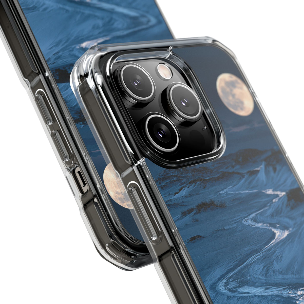 Arctic Moon Drift · Clear Impact Magnetic Phone Case for iPhone · Blue