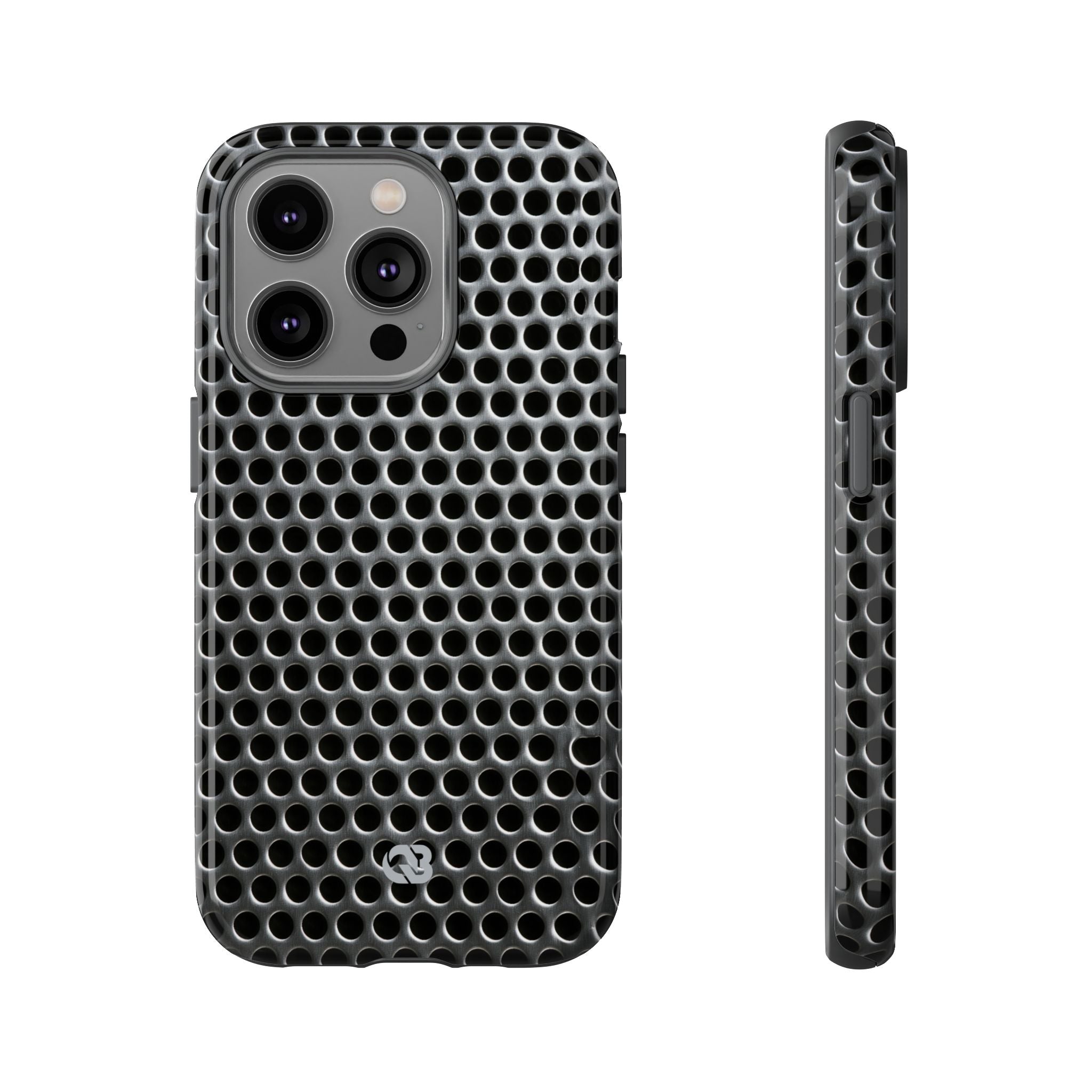 Silver Tough Phone Case for iPhone - Brutalist Steel Mesh