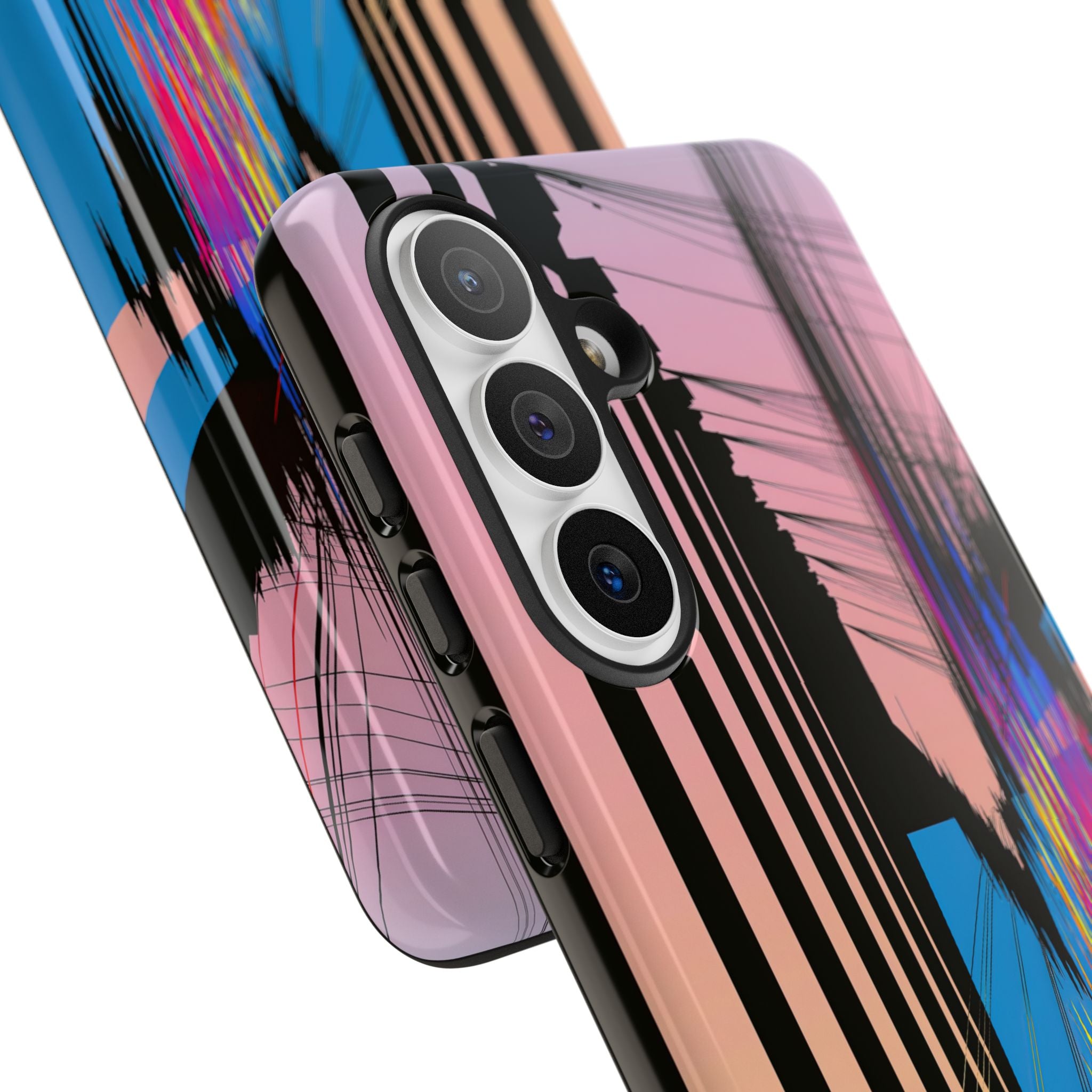 Blue Tough Phone Case for Samsung - Fractured Data Skyline