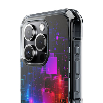 Spectral Circuit Grid · Clear Impact Magnetic Phone Case for iPhone · Black