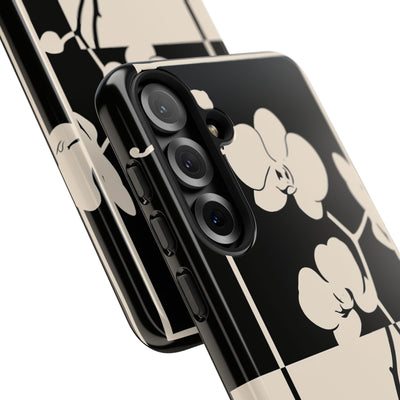 Beige Tough Phone Case for Samsung - Nocturnal Orchid Frame