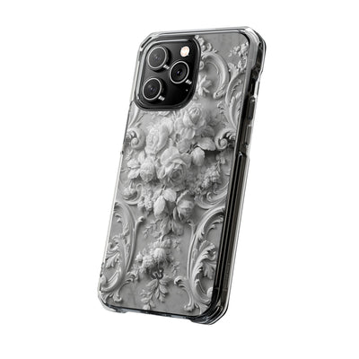 Rococo Marble Rose · Clear Impact Magnetic Phone Case for iPhone · White