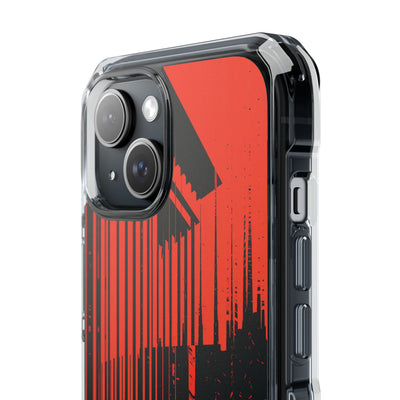 Red Impact MagSafe Phone Case for iPhone - Crimson Brutalist Distortion