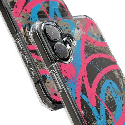 Cyber Splatter Flow · Clear Impact Magnetic Phone Case for iPhone · Pink