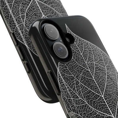Black Tough 2.0 Magsafe Phone Case for iPhone - Bleached Leaf Lattice