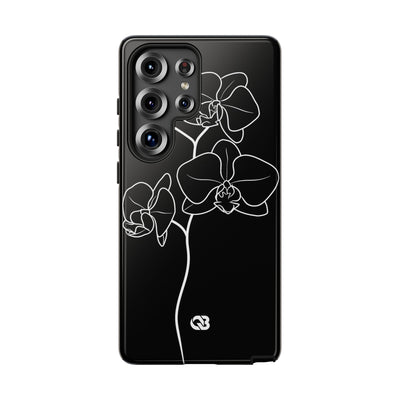 Black Tough Phone Case for Samsung - Noir Alabaster Orchid