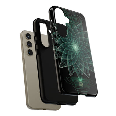 Green Tough Phone Case for Samsung - Cyan Signal Bloom