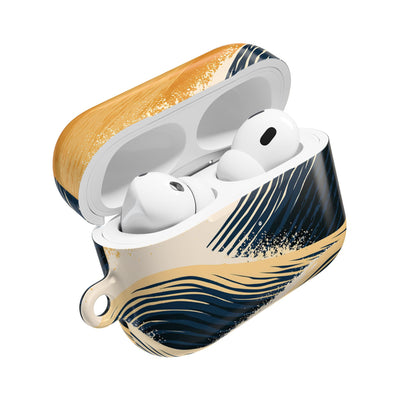Golden Horizon Waves · Hard Case for AirPods & AirPods Pro · Blue
