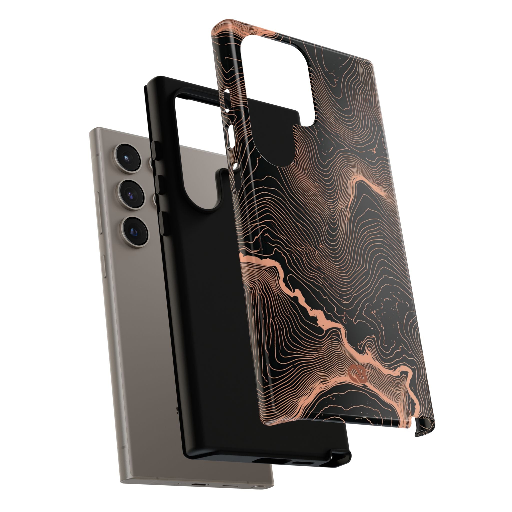 Orange Tough Phone Case for Samsung - Salmon Ridge Topo