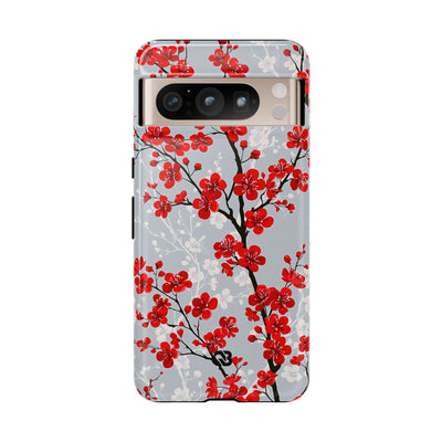 Grey Tough Phone Case for Google Pixel - Crimson Sakura Slate