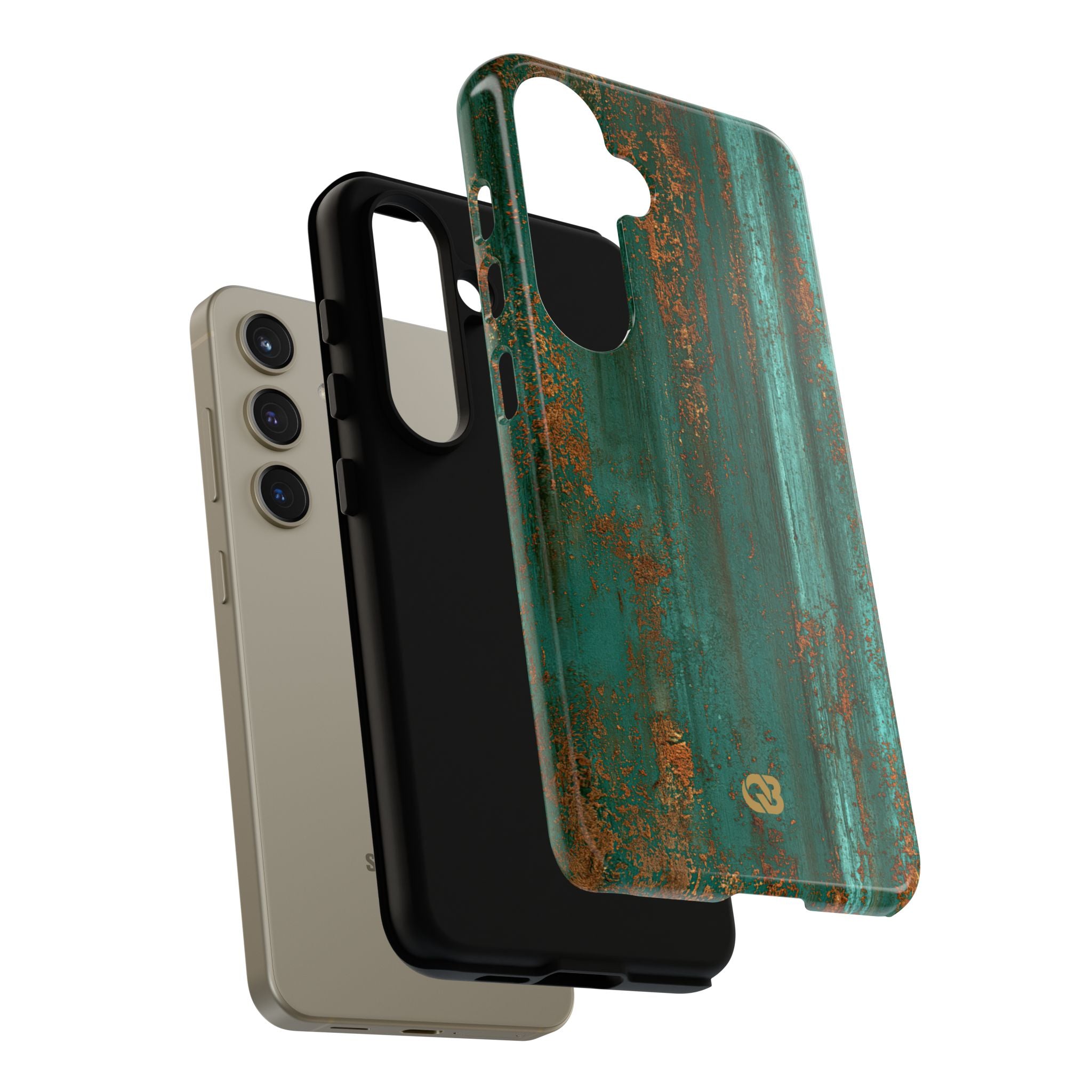 Teal Tough Phone Case for Samsung - Verdigris Copper Siding