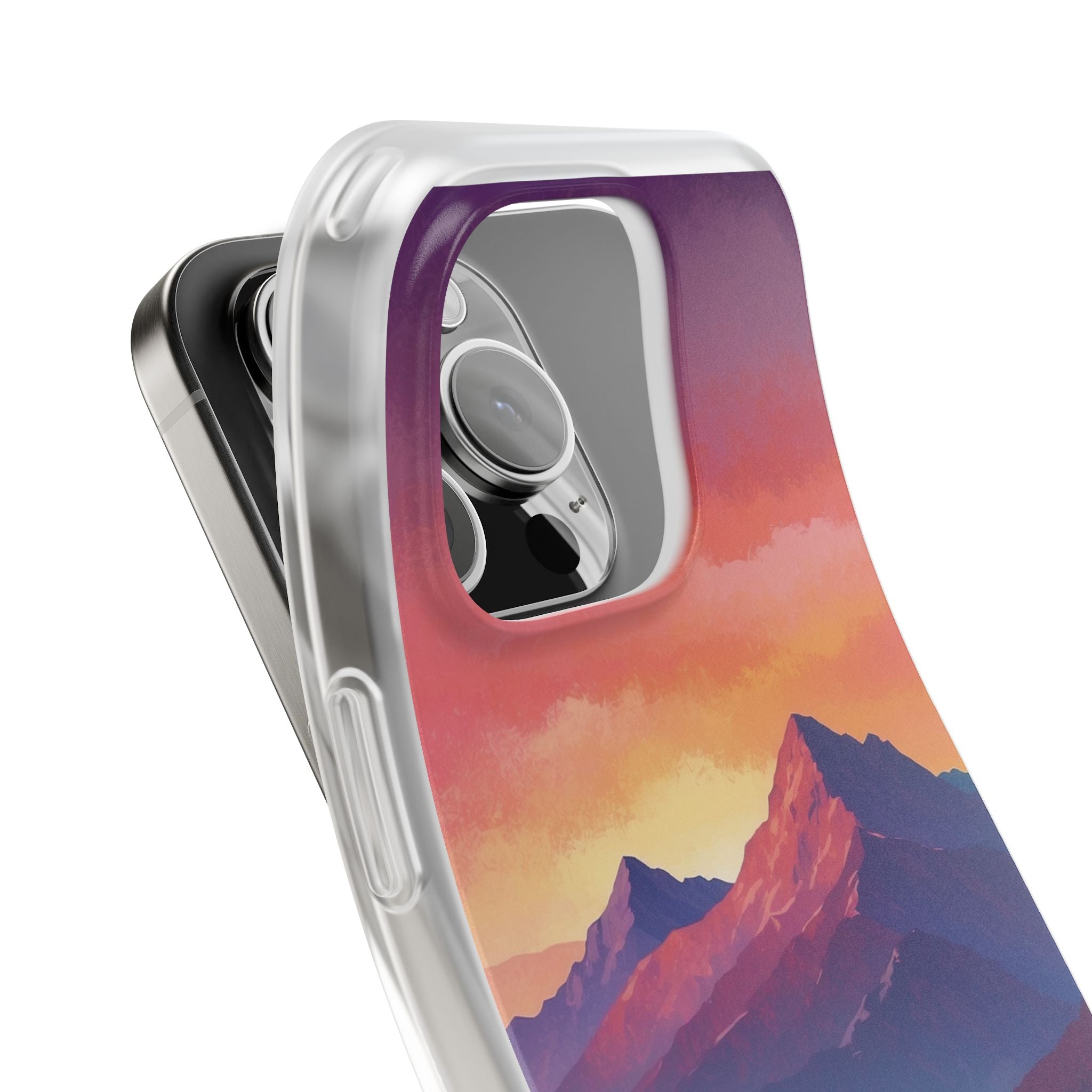 Crimson Mountain Dusk · Soft Custodia per iPhone