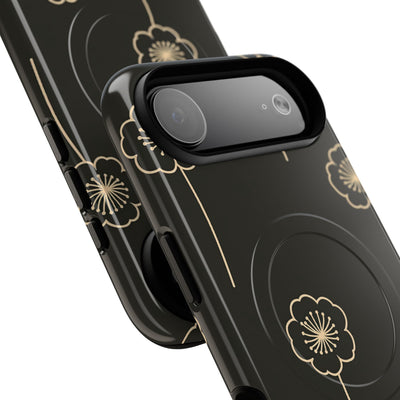 Black Tough 2.0 Magsafe Phone Case for iPhone - Obsidian Sand Petals