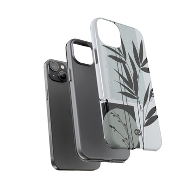 Grey Tough Phone Case for iPhone - Sage Bamboo Noir