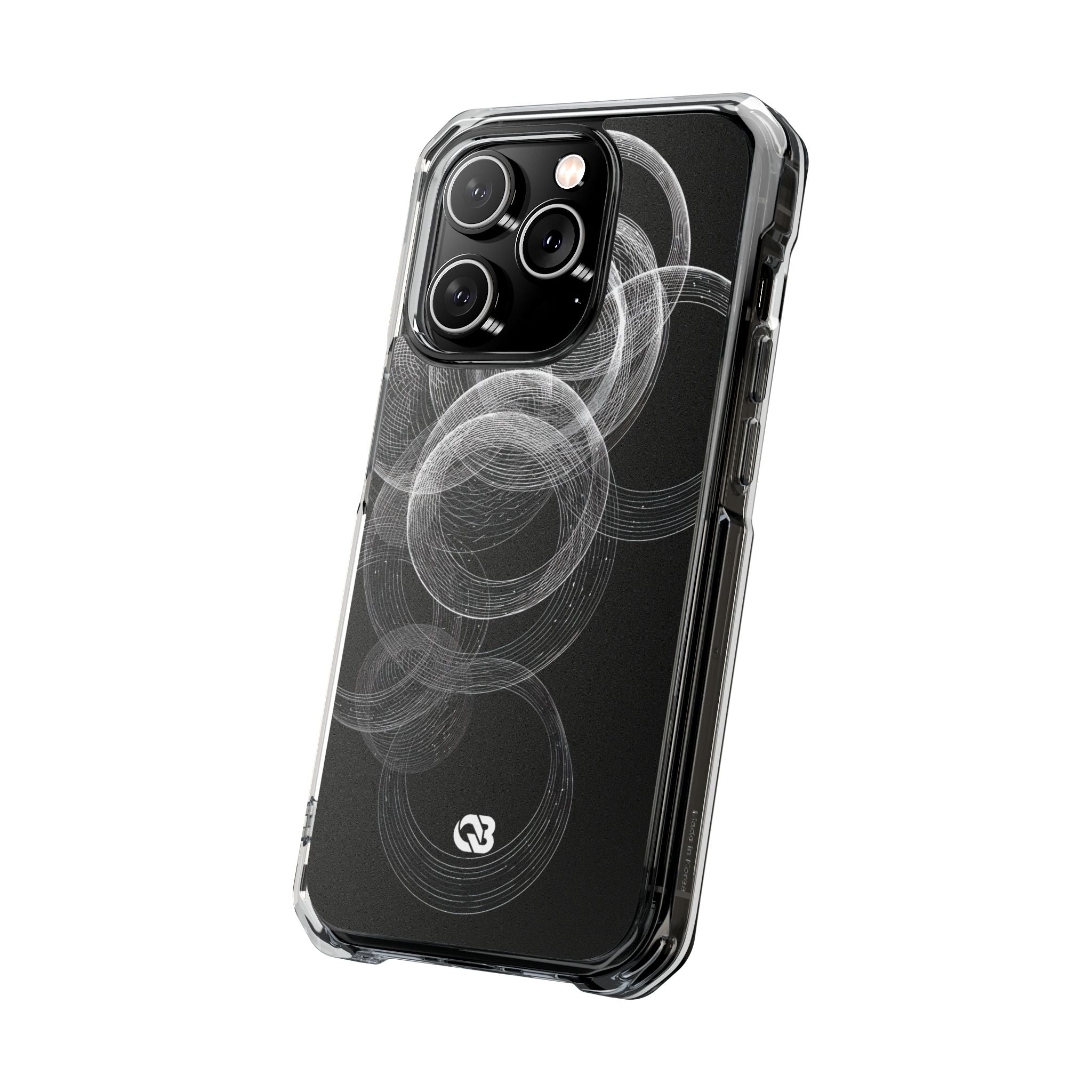 Black Impact MagSafe Phone Case for iPhone - Kinetic Wireframe Orbit