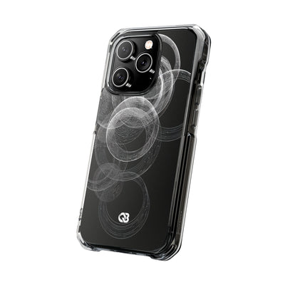 Black Impact MagSafe Phone Case for iPhone - Kinetic Wireframe Orbit