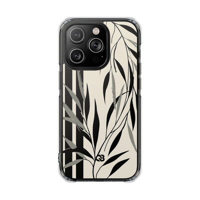 Beige Impact MagSafe Phone Case for iPhone - Soot Leaf Sketch
