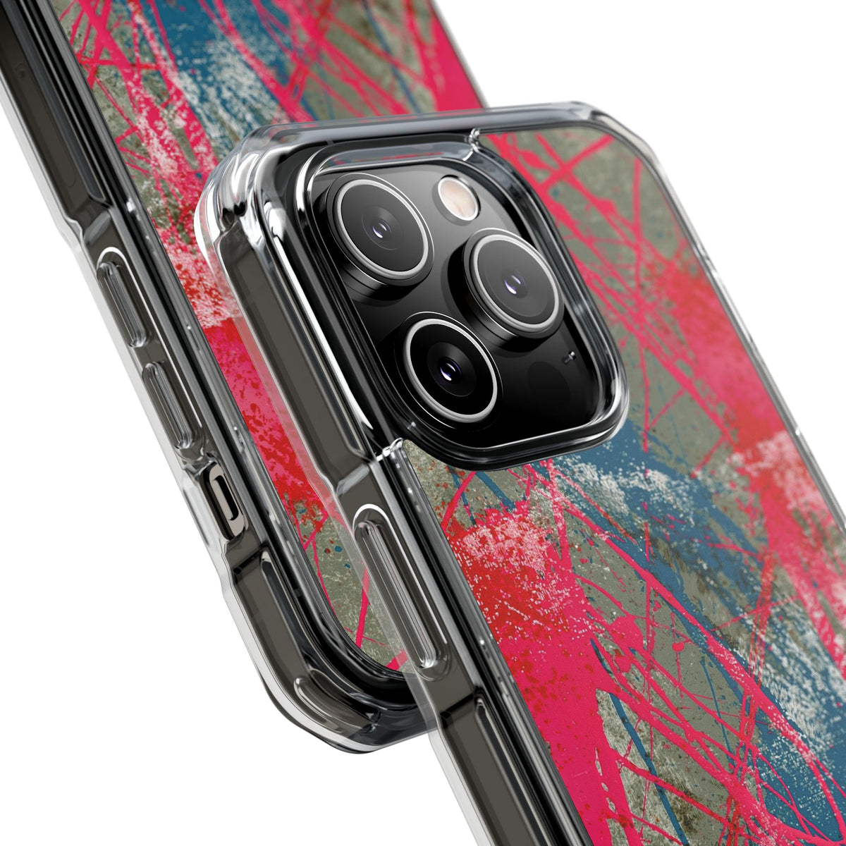 Neon Static Drip · Clear Impact Magnetic Phone Case for iPhone · Pink