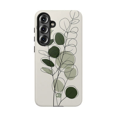 Green Tough Phone Case for Samsung - Muted Eucalyptus Sketch