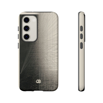 Beige Tough Phone Case for Samsung - Brutalist Graphite Grid