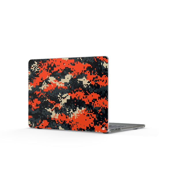 Signal Pixel Camo · Clear Hard Case for MacBook · Orange