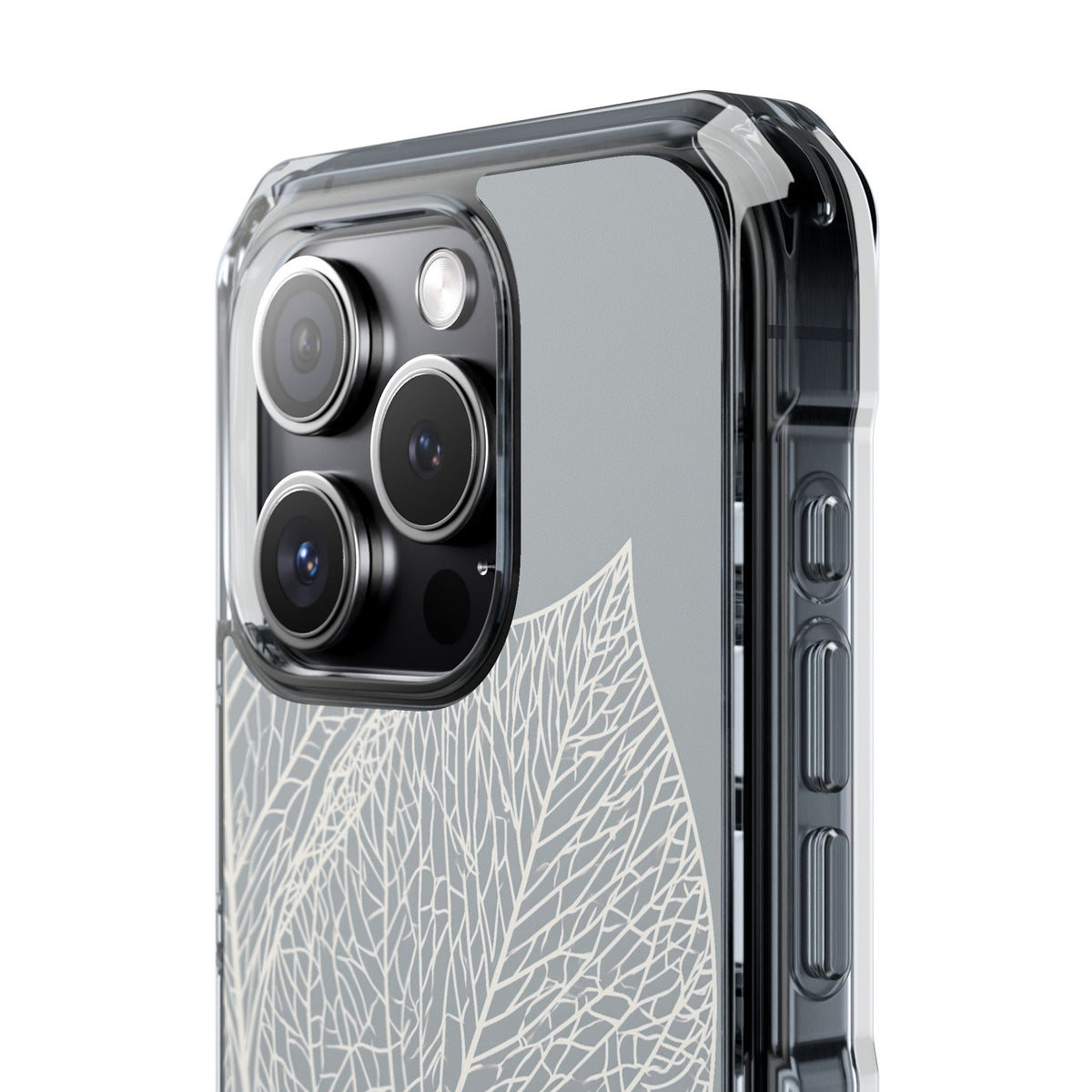Minimal Leaf Skeleton · Clear Impact Magnetic Phone Case for iPhone ·  Grey