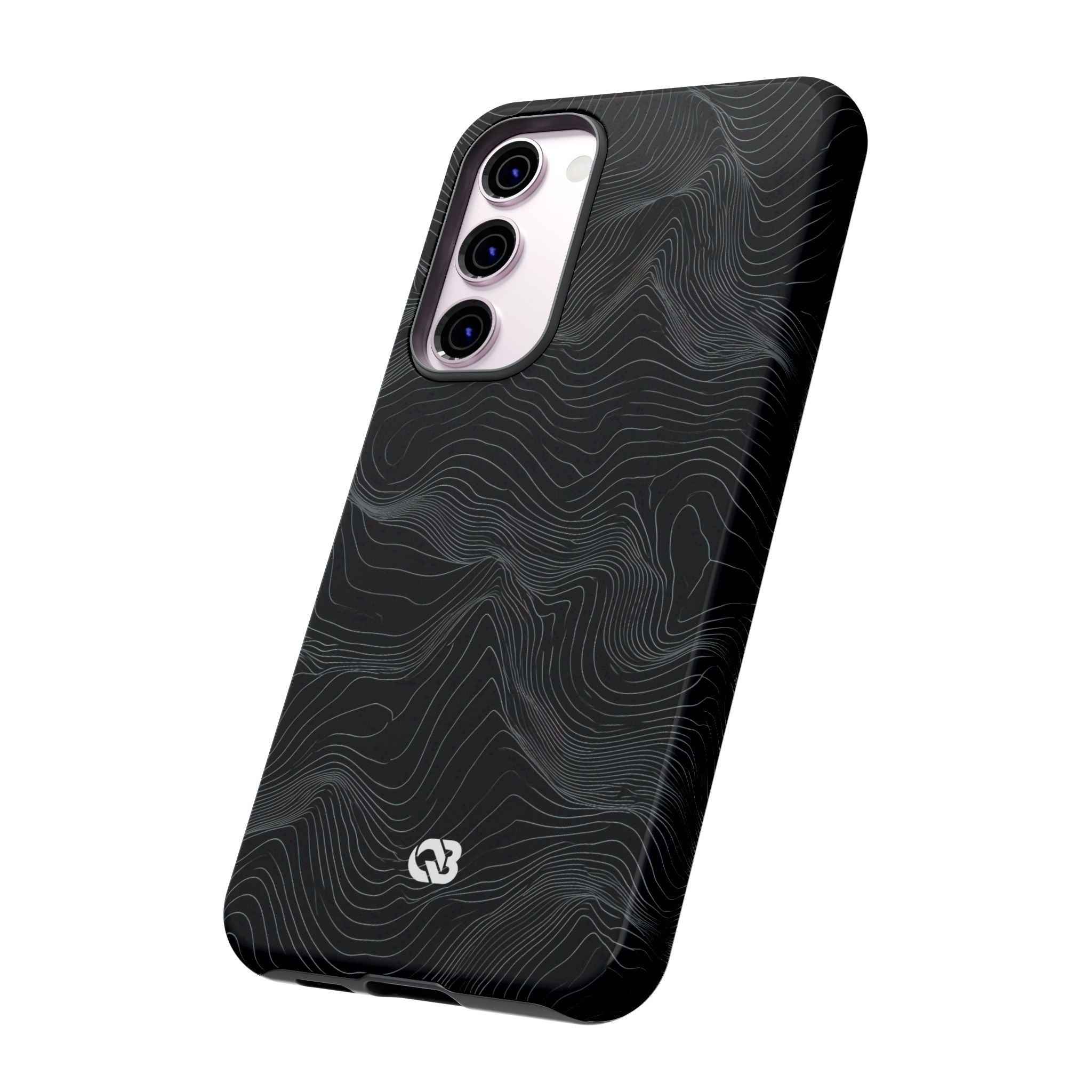 Black Tough Phone Case for Samsung - Obsidian Topo Wireframe