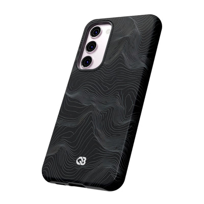 Black Tough Phone Case for Samsung - Obsidian Topo Wireframe