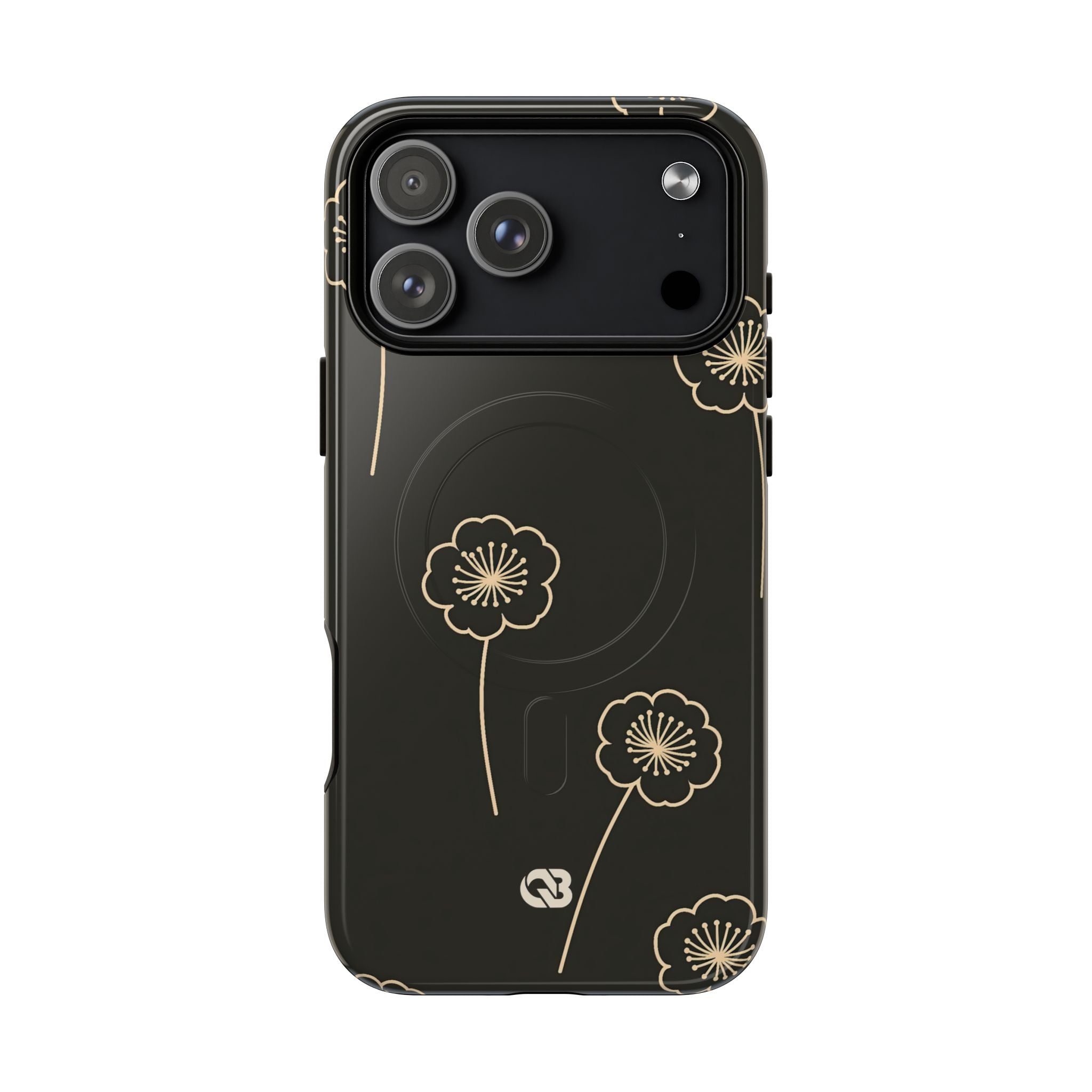 Black Tough 2.0 Magsafe Phone Case for iPhone - Obsidian Sand Petals