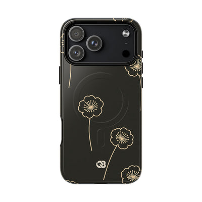 Black Tough 2.0 Magsafe Phone Case for iPhone - Obsidian Sand Petals