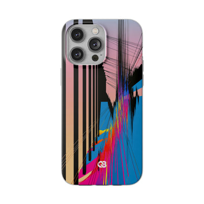 Blue Lite Phone Case for iPhone - Fractured Data Skyline